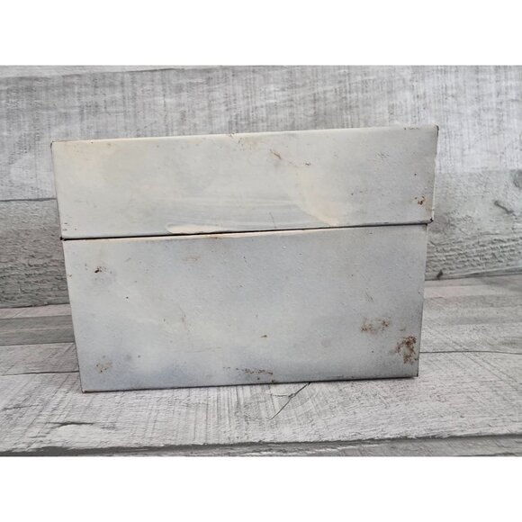 Vintage Ohio Art Co Metal Recipe Box With Blue Floral Lid Design & Recipe Cards - Picture 4 of 13